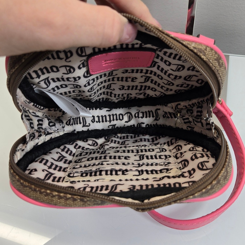 Juicy Couture Love Never Dies Heart Crossbody Bag Juicy Pink Cafe Brown Logo Y2K - Picture 6 of 12